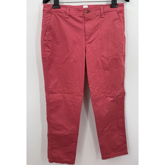 Gap Girlfriend Khaki 12 Pink Red Women's Straight Leg Cotton Stretch Mid-Rise - Picture 1 of 8